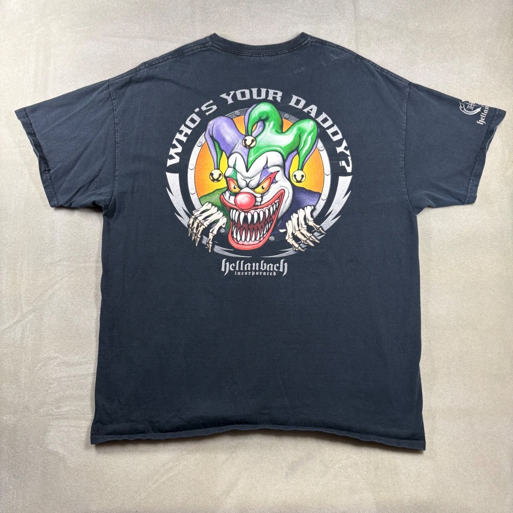 Vintage Hellanbach Incorporated Evil Jester T-Shirt XL Black Y2K Graphic Tee